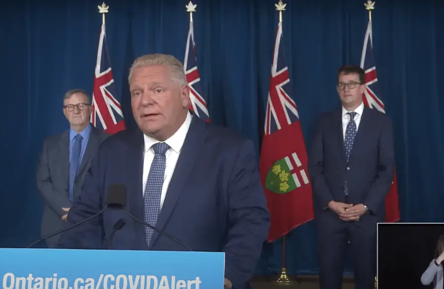 Premier Doug Ford during today's press conference at Queen's Park.